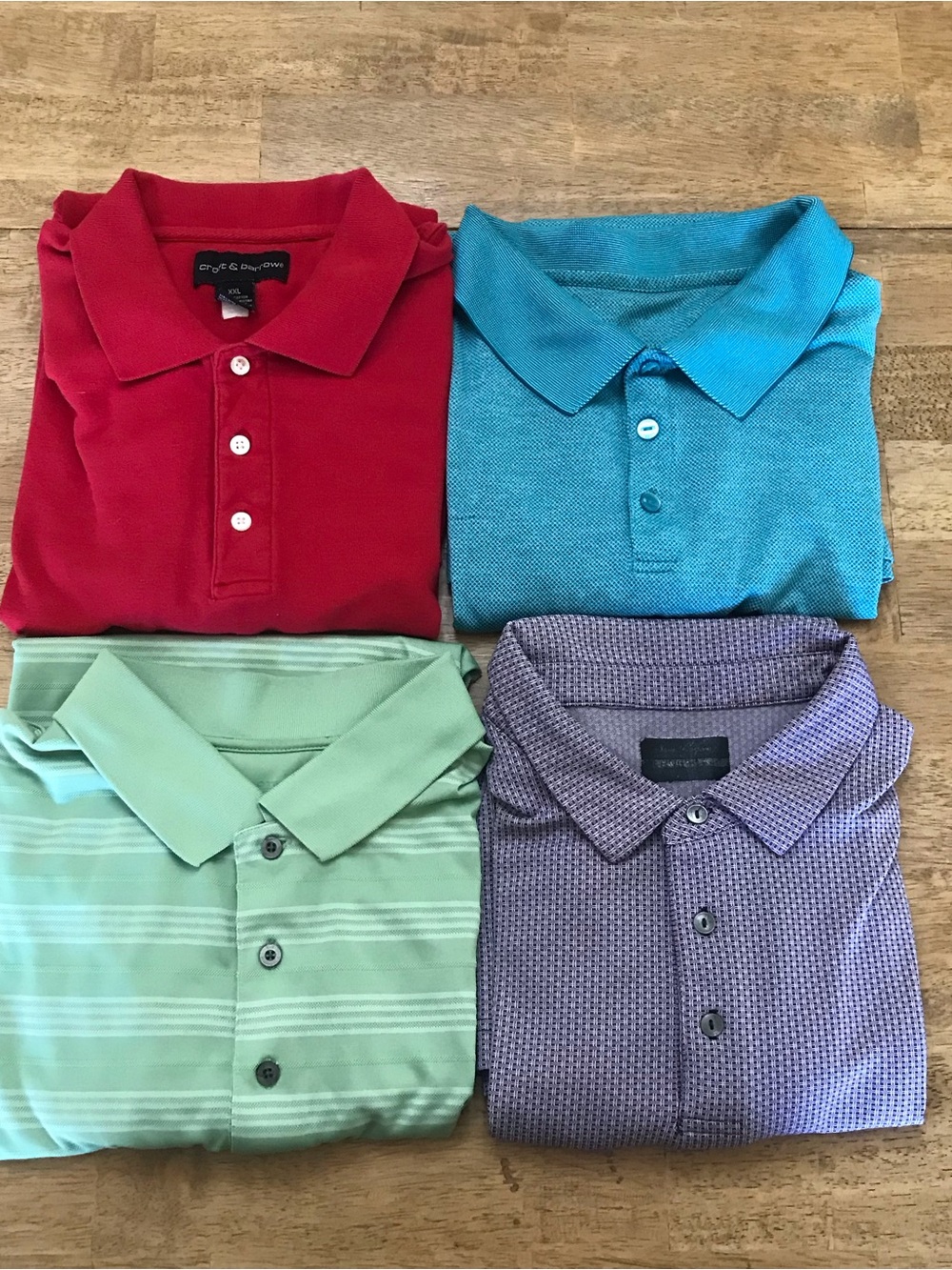 Bundle Lot of 4 Men’s Collared Polo Shirts Solid Colors Stripes Short Sleeve XXL